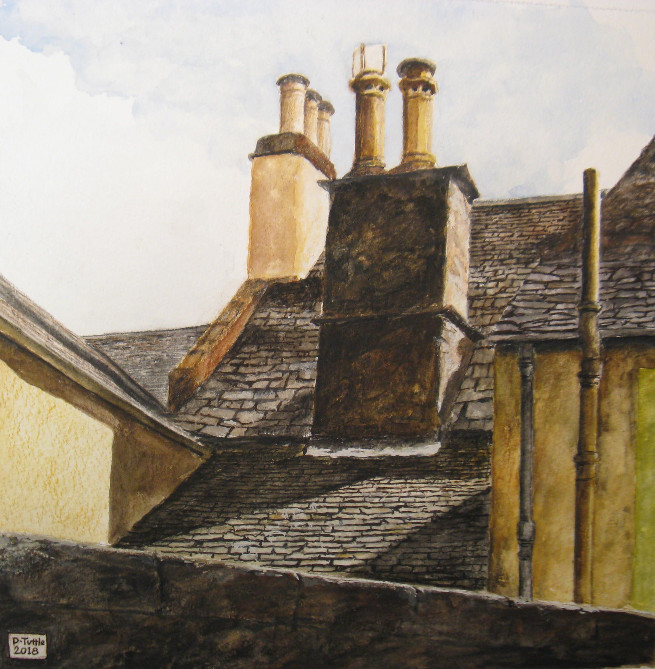 Roofs of Dunkeld, watercolor